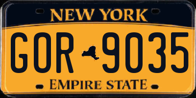 NY license plate GOR9035