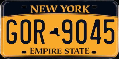 NY license plate GOR9045