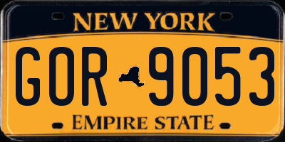 NY license plate GOR9053