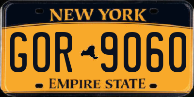 NY license plate GOR9060