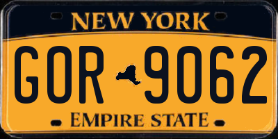 NY license plate GOR9062
