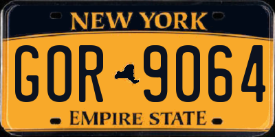 NY license plate GOR9064
