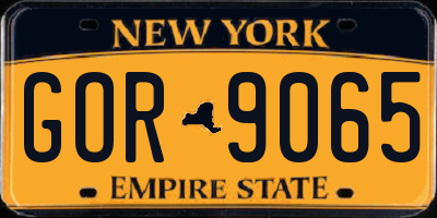 NY license plate GOR9065