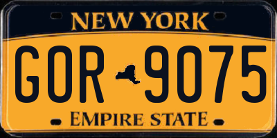 NY license plate GOR9075