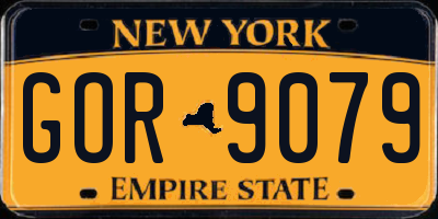 NY license plate GOR9079