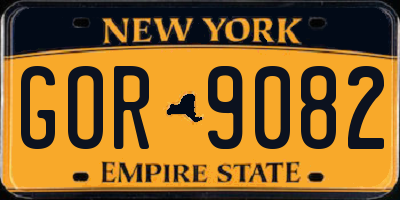 NY license plate GOR9082