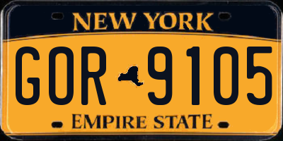NY license plate GOR9105