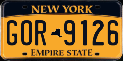 NY license plate GOR9126