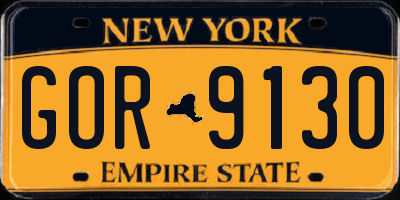 NY license plate GOR9130