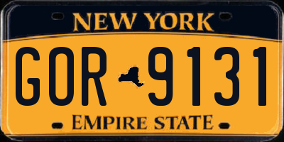 NY license plate GOR9131