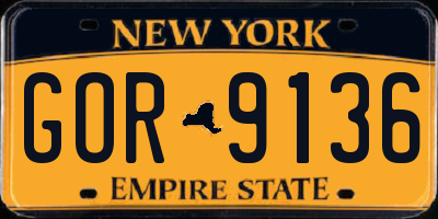 NY license plate GOR9136