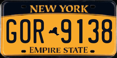 NY license plate GOR9138