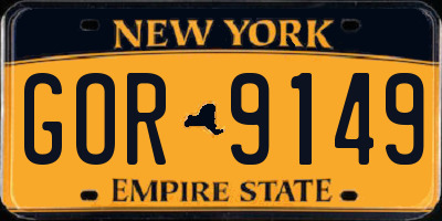 NY license plate GOR9149