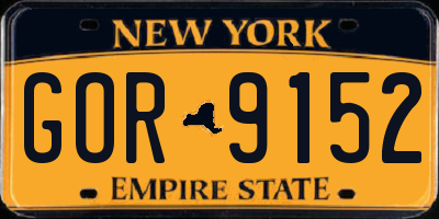 NY license plate GOR9152