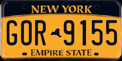 NY license plate GOR9155