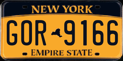 NY license plate GOR9166