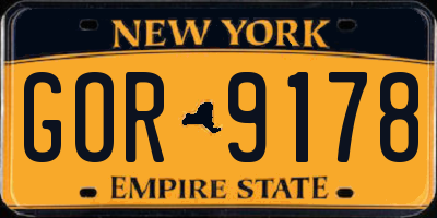 NY license plate GOR9178