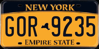 NY license plate GOR9235