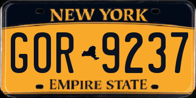 NY license plate GOR9237