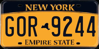 NY license plate GOR9244