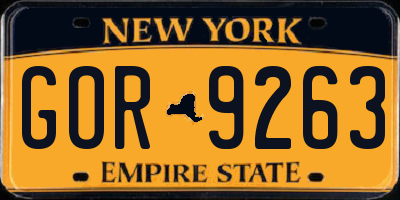 NY license plate GOR9263