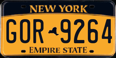 NY license plate GOR9264