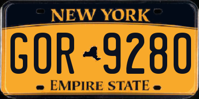 NY license plate GOR9280