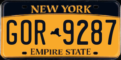 NY license plate GOR9287