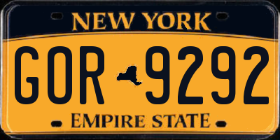 NY license plate GOR9292