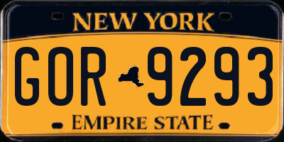 NY license plate GOR9293