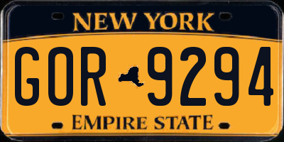 NY license plate GOR9294