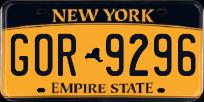NY license plate GOR9296