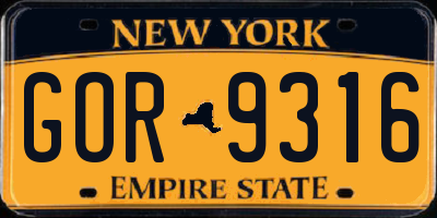NY license plate GOR9316