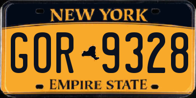 NY license plate GOR9328