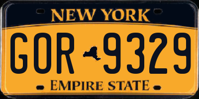 NY license plate GOR9329