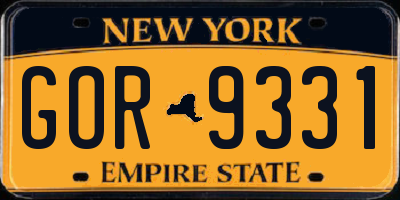 NY license plate GOR9331