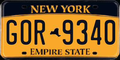 NY license plate GOR9340