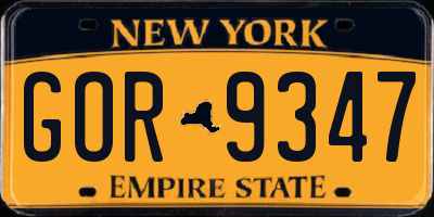 NY license plate GOR9347