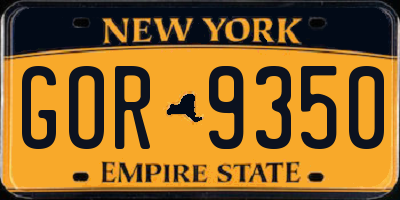 NY license plate GOR9350