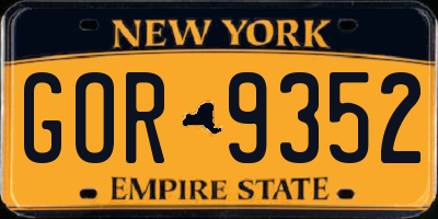 NY license plate GOR9352