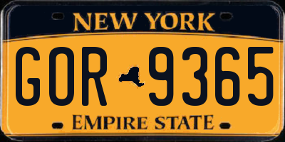 NY license plate GOR9365