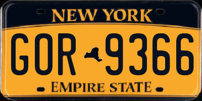 NY license plate GOR9366