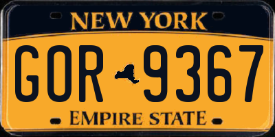 NY license plate GOR9367