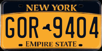 NY license plate GOR9404