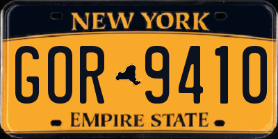 NY license plate GOR9410