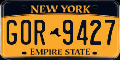 NY license plate GOR9427