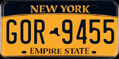 NY license plate GOR9455