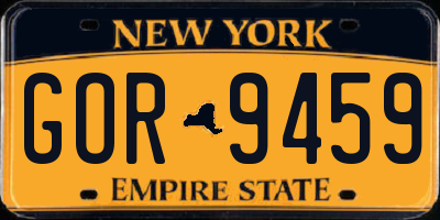 NY license plate GOR9459