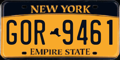 NY license plate GOR9461