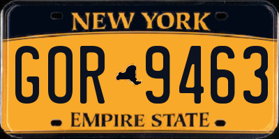 NY license plate GOR9463